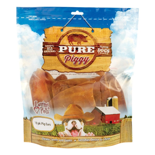 Loving Pets American Farms Pig Ears Beef Treats For Dog 1 lb 11 in. 1 pk 5632 - main